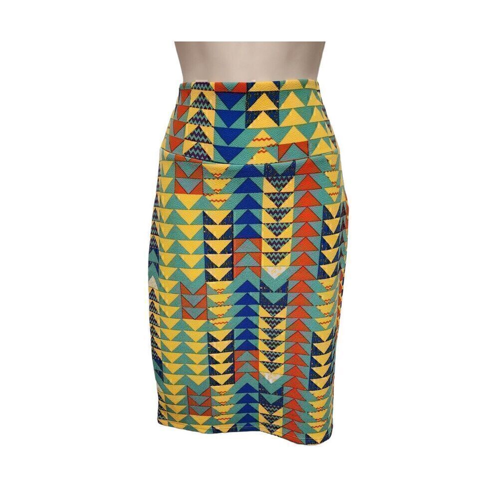 Lularoe Women Multicolor Yellow Casual Pencil Skirt Size Small